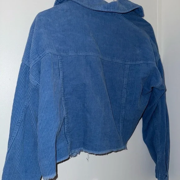 forever 21 blue corduroy cropped jean jacket - Picture 3 of 3